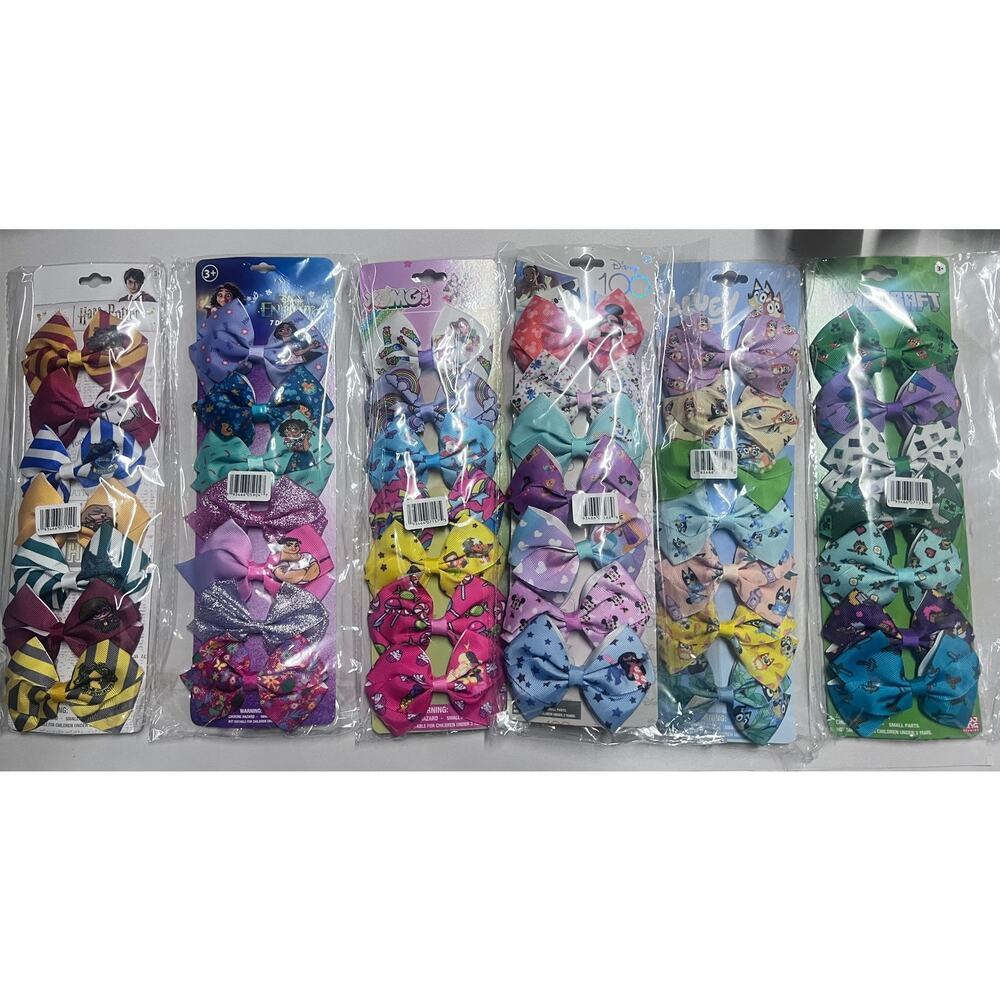 6 Hair Bow Clips Bundle Harry Potter Disney 100 Encanto XOMG Pop Minecraft Bluey